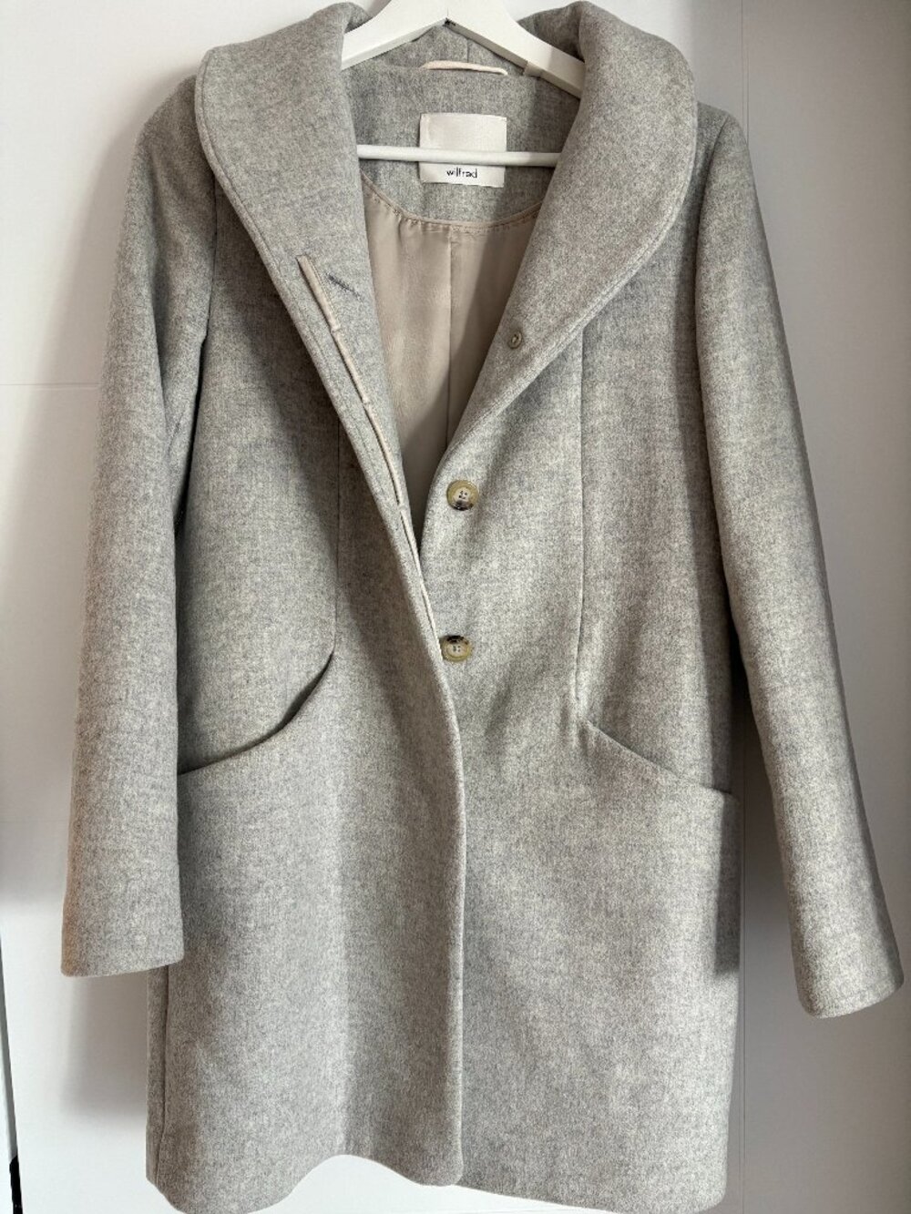 Wilfred Wool Cocoon Coat, Light Grey, Size XS